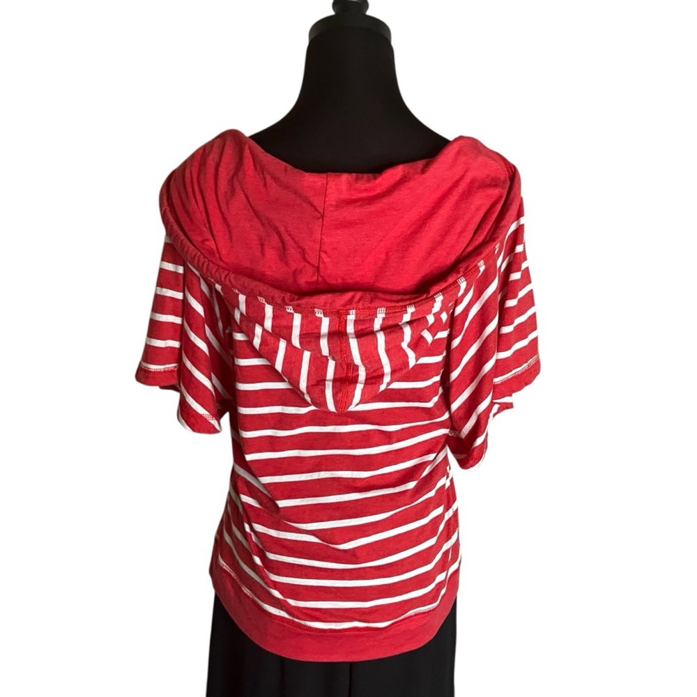 Derek Heart Hoodie Res Stripe Kangaroo Pocket Short Sleeve Size Large - Picture 6 of 8